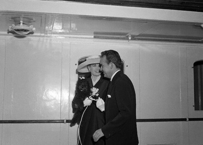 Prince Rainier III Talking with Grace Kelly