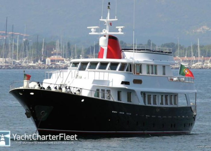 Classic Motor Yacht Happy Hour Anchored
