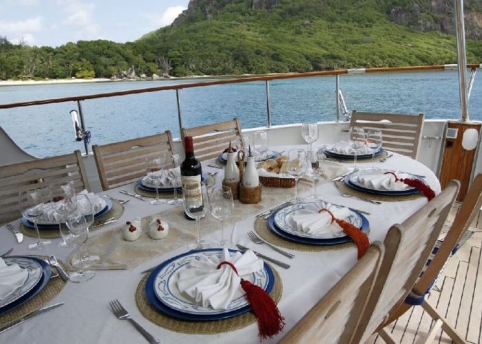 Classic Motor Yacht Le Kir Royal Outside Dining