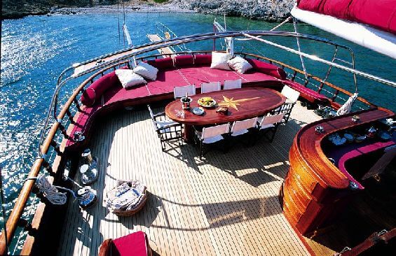 Classic Sailing Yacht Cobra Queen Dining On Deck