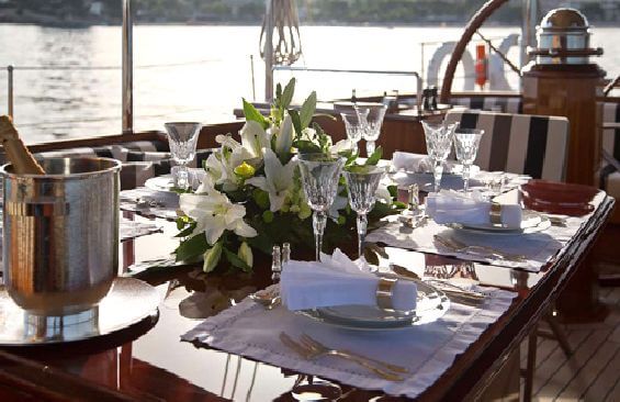 Classic Sailing Yacht Gweilo Dining On Deck