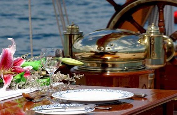 Classic Sailing Yacht Moonbeam IV Dining on Deck