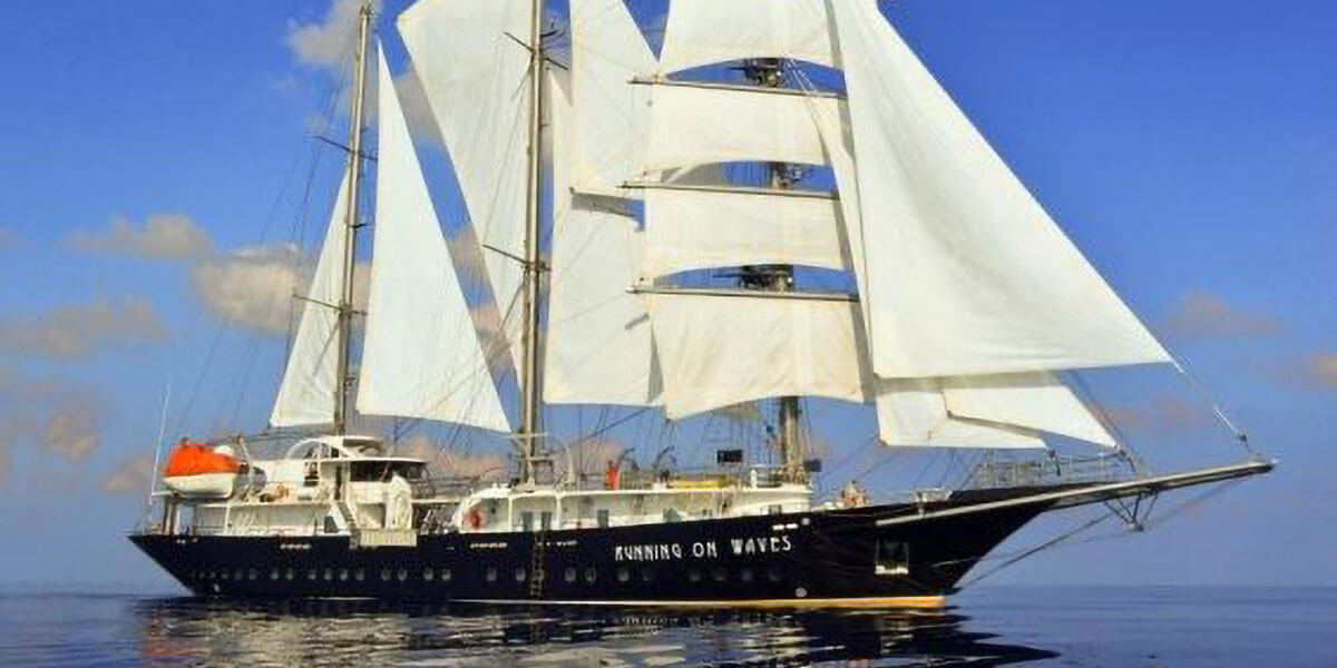 Tall Ship Running On Waves