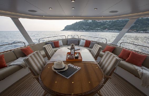 Classic Motor Yacht Sultana Dining On Aft Deck