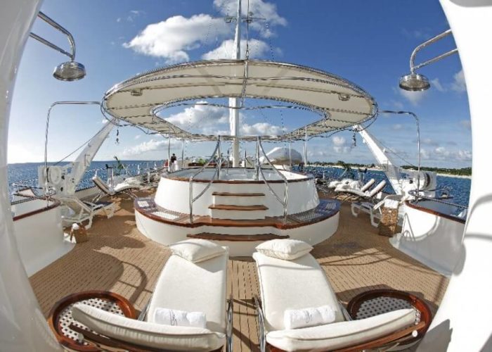 Classic Motor Yacht Sherakhan Top Deck Jacuzzi