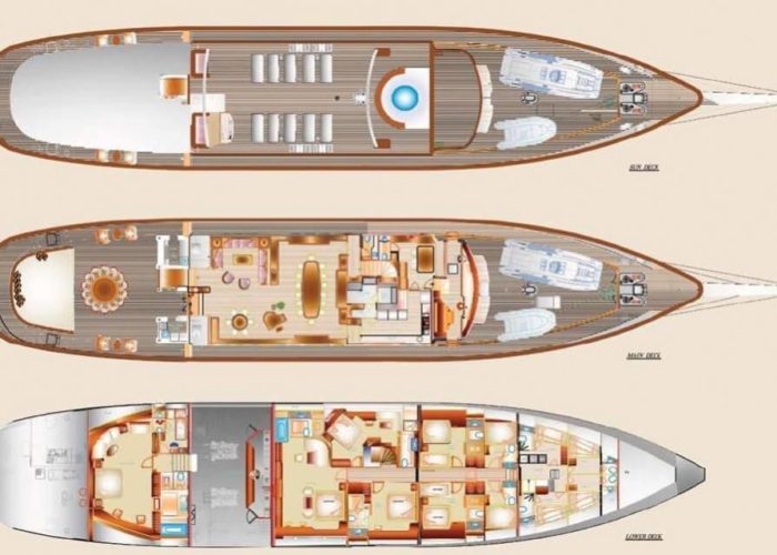Classic Sailing Yacht Montigne Deck Plans