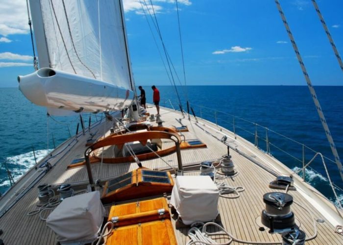 Classic Sailing Yacht Whitefin Foredeck