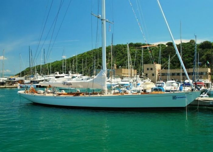 Classic Sailing Yacht Whitefin On Pontoon