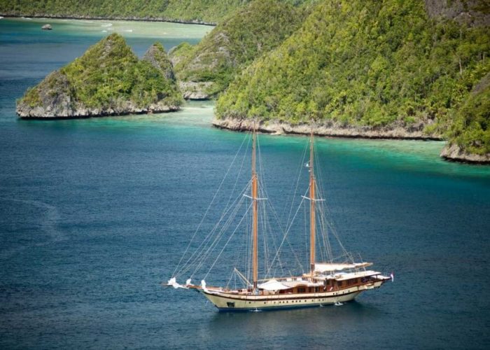 Classic Sailing Yacht Lamima Anchored