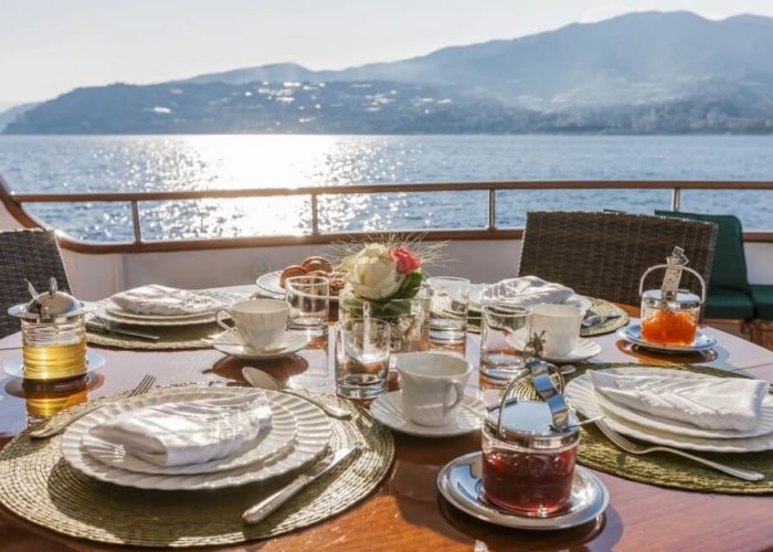 Classic Motor Yacht South Paw C Dining On Deck