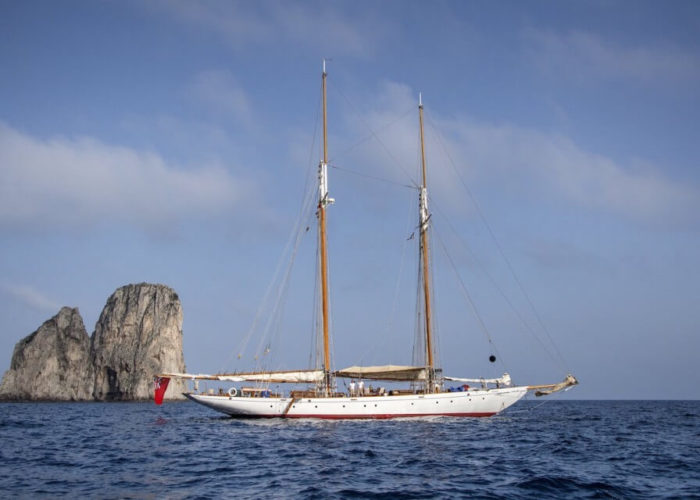 Classic Sailing Yacht Puritan Anchored