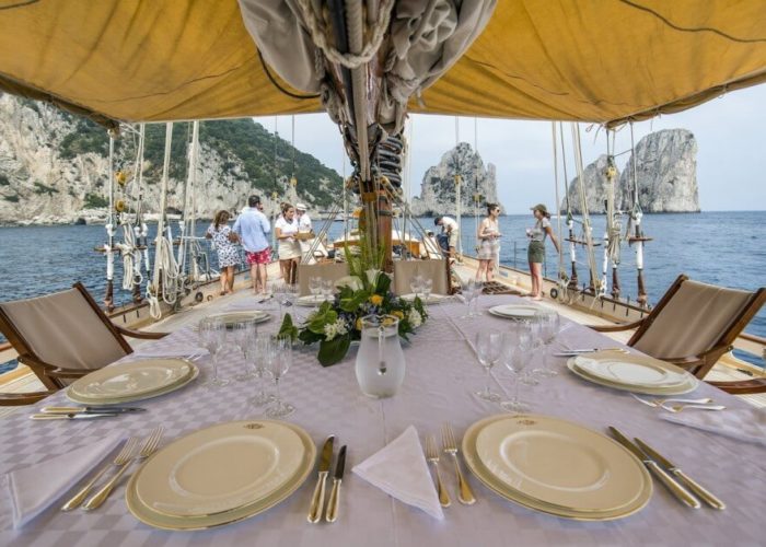 Classic Sailing Yacht Puritan Dining On Deck