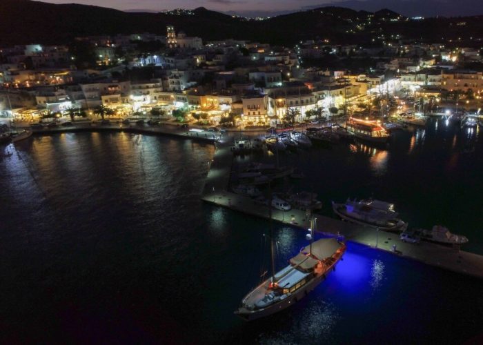 Classic Sailing Yacht Astarte Night Mooring In Greek Port