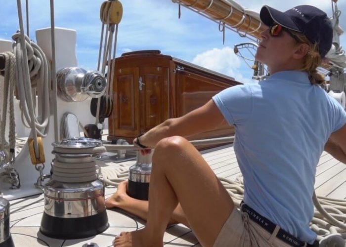 Classic Sailing Yacht Columbia On Deck