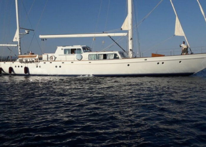 Classic Sailing Yacht Lamadine Anchored