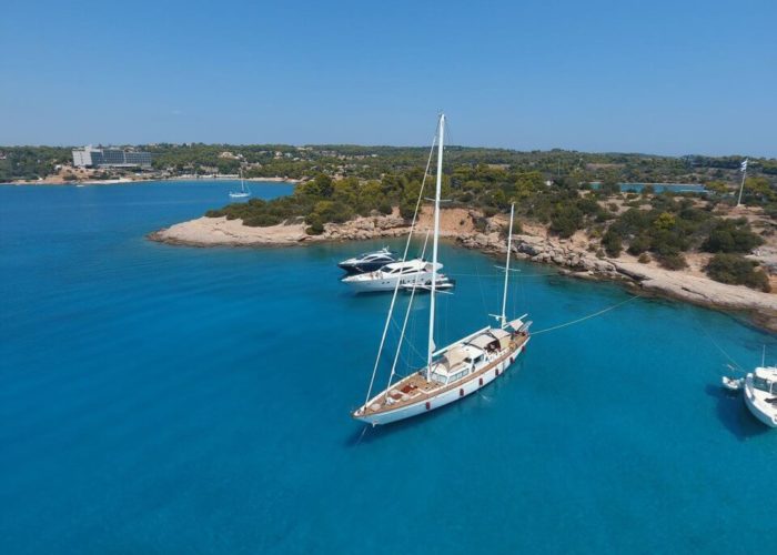 Classic Sailing Yacht Lamadine Anchored