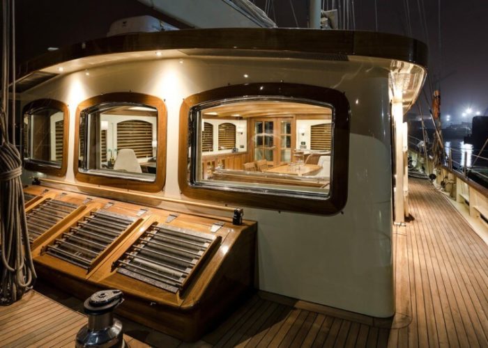 Classic Sailing Yacht Malcolm Miller Deck At Night