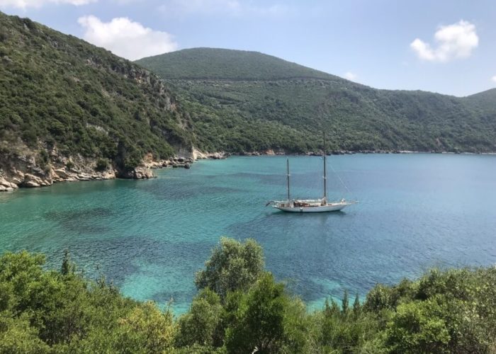 Classic Sailing Yacht Halcyon Anchored