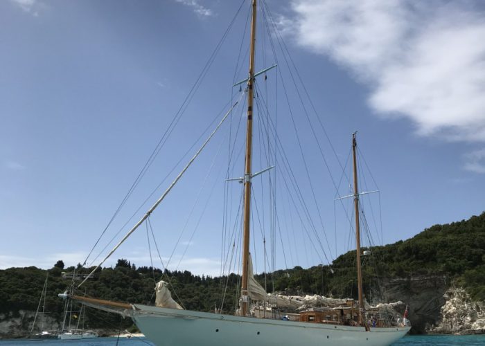 Classic Sailing Yacht Halcyon at anchor